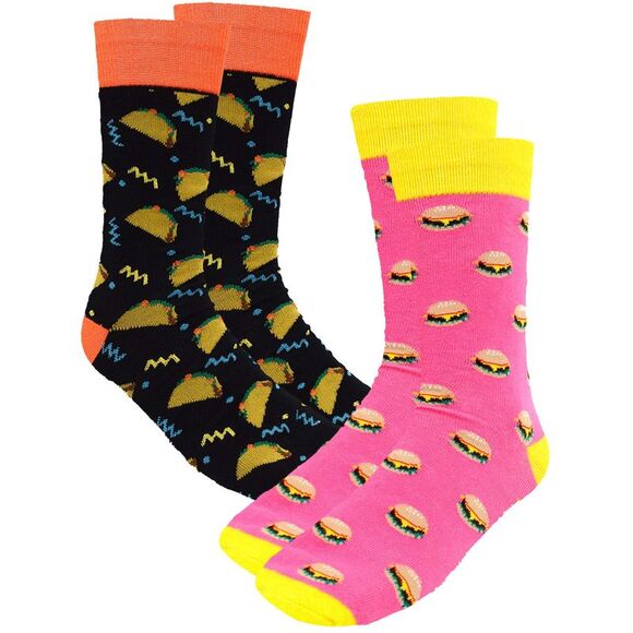 Tacos & Hamburgers 2 Pack Mens Dress Crew Socks - Picture 4 of 4